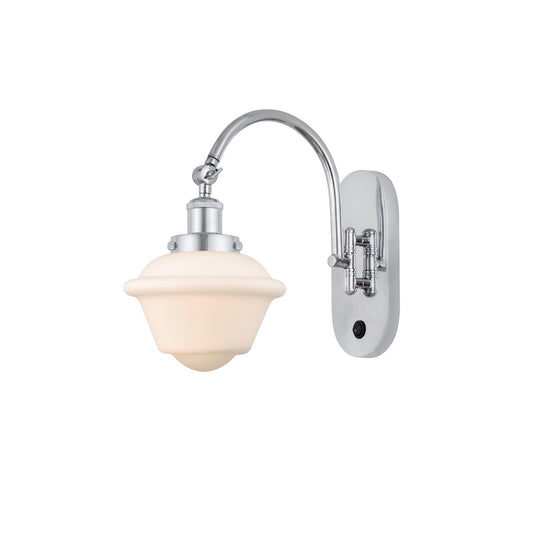 Innovations Oxford 7.5in 1-Light LED Swing Arm Lamp | Traditional Polished Chrome Steel and Matte White Frosted Glass | Bedroom | Model 918-1W-PC-G531-LED
