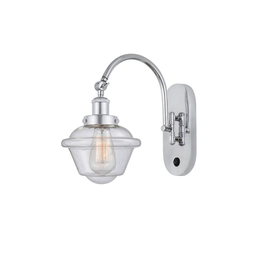Innovations Oxford 7.5in 1-Light Swing Arm Lamp | Traditional Polished Chrome and Seedy Glass | Bedroom & Living Room Reading | Model 918-1W-PC-G534-LED