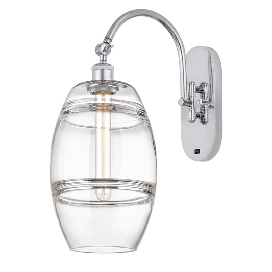 Innovations Vaz 8in 1-Light Wall Sconce | Industrial Polished Chrome and Clear Glass | Bathroom & Hallway Accent | Model 918-1W-PC-G557-8CL