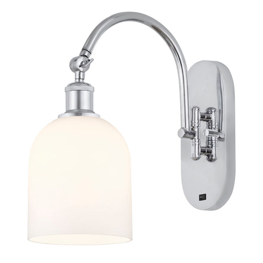 Innovations Bella 5.5in 1-Light Wall Sconce | Industrial Polished Chrome and White Glass | Bedroom & Hallway Accent Light | Model 918-1W-PC-G558-6GWH