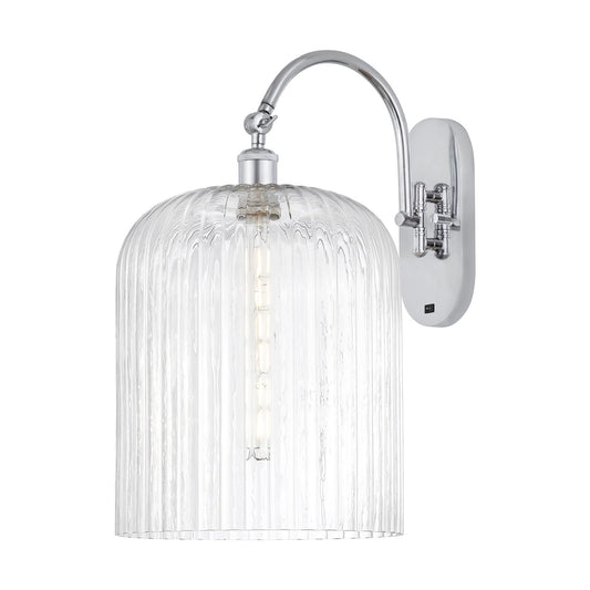 Innovations Bridal Veil 12in 1-Light Wall Sconce | Industrial Polished Chrome and Clear Ribbed Glass | Bathroom & Hallway | Model 918-1W-PC-G559-12CL