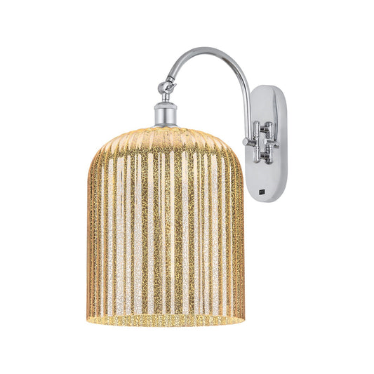 Innovations Bridal Veil 12in 1-Light Wall Sconce | Industrial Polished Chrome and Mercury Ribbed Glass | Bathroom & Hallway | Model 918-1W-PC-G559-12ME