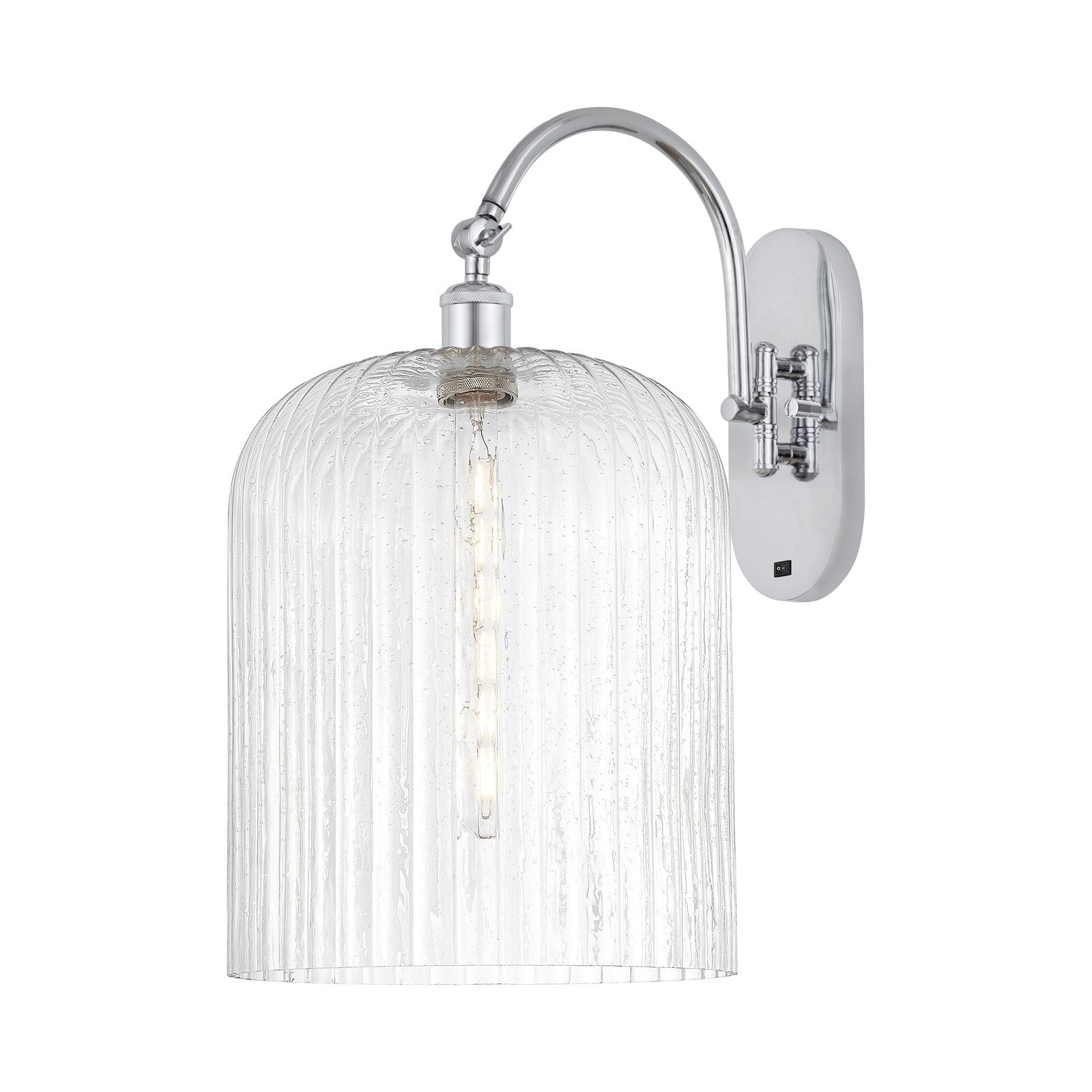 Innovations Bridal Veil 12in 1-Light Wall Sconce | Industrial Polished Chrome and Seedy Ribbed Glass | Bedroom & Hallway | Model 918-1W-PC-G559-12SDY