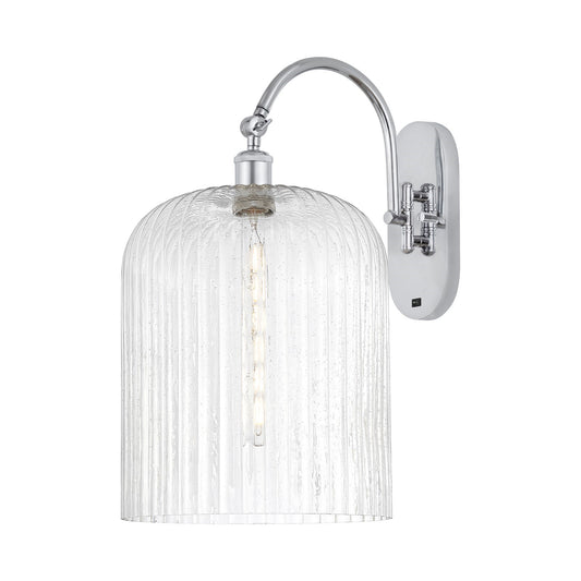 Innovations Bridal Veil 12in 1-Light Wall Sconce | Industrial Polished Chrome and Seedy Ribbed Glass | Bedroom & Hallway | Model 918-1W-PC-G559-12SDY