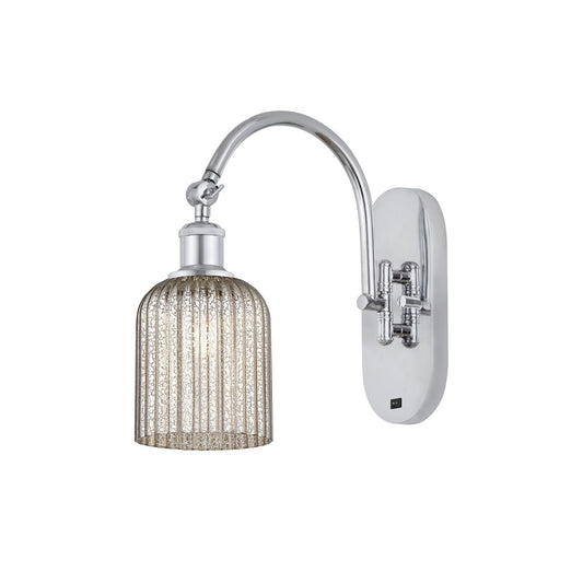 Innovations Bridal Veil 5in 1-Light Wall Sconce | Industrial Polished Chrome and Mercury Ribbed Glass | Hallway & Bathroom | Model 918-1W-PC-G559-5ME