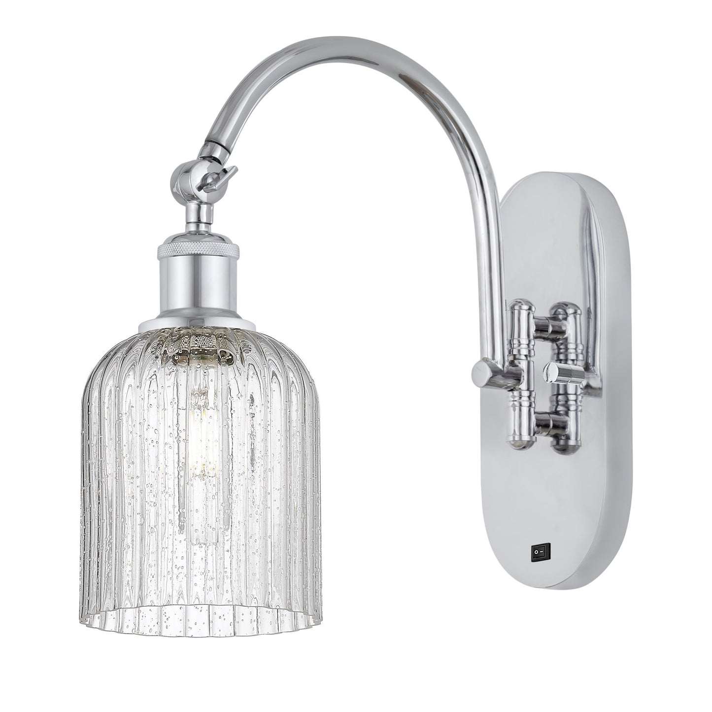 Innovations Bridal Veil 5in 1-Light Wall Sconce | Industrial Polished Chrome and Seedy Ribbed Glass | Hallway & Bathroom | Model 918-1W-PC-G559-5SDY