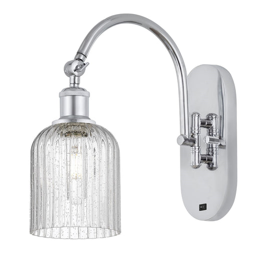 Innovations Bridal Veil 5in 1-Light Wall Sconce | Industrial Polished Chrome and Seedy Ribbed Glass | Hallway & Bathroom | Model 918-1W-PC-G559-5SDY