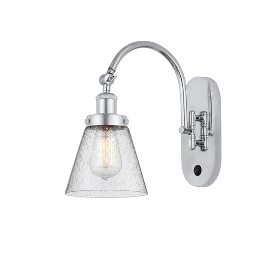 Innovations Cone 6.25in 1-Light Swing Arm Sconce | Industrial Polished Chrome and Seedy Glass | Bedroom & Living Room Reading Light | Model 918-1W-PC-G64