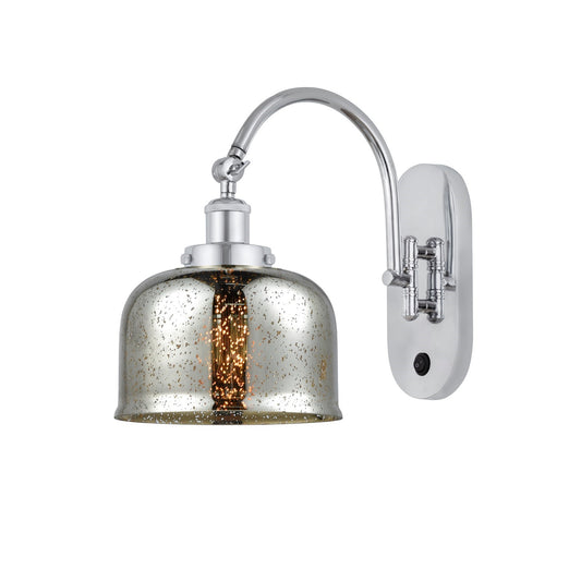 Innovations Bell 8in 1-Light Swing Arm Lamp | Industrial Polished Chrome Steel and Silver Plated Mercury Glass | Bedroom & | Model 918-1W-PC-G78-LED