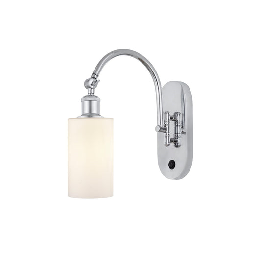 Innovations Clymer 4in 1-Light Wall Sconce | Industrial Polished Chrome Steel and Matte White Glass | Living Room & Hallway Accent | Model 918-1W-PC-G801