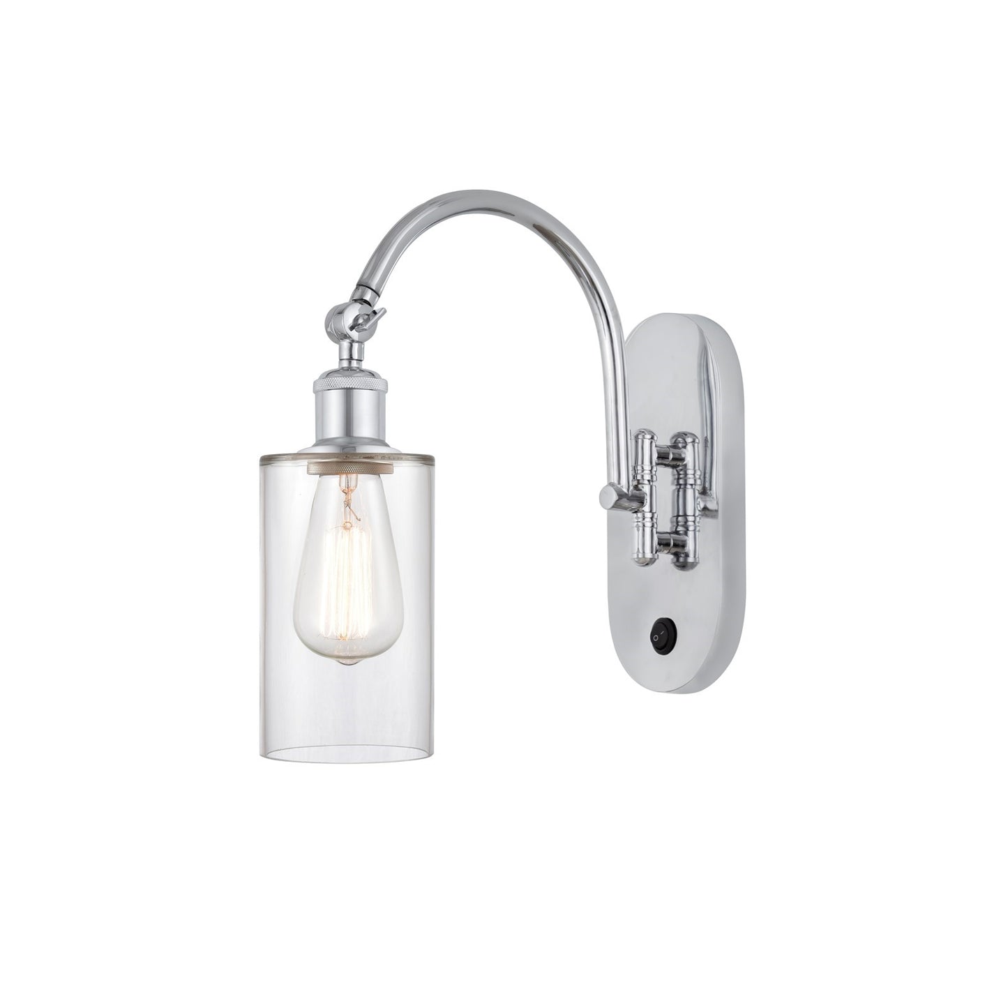 Innovations Clymer 4in 1-Light Wall Sconce | Industrial Polished Chrome Steel and Clear Glass | Living Room & Hallway Accent Light | Model 918-1W-PC-G802