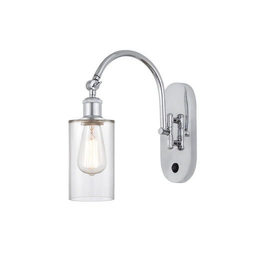 Innovations Clymer 4in 1-Light Wall Sconce | Industrial Polished Chrome Steel and Clear Glass | Living Room & Hallway Accent Light | Model 918-1W-PC-G802