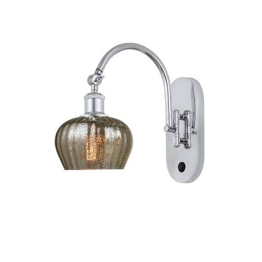 Innovations Fenton 6.5in 1-Light Wall Sconce | Industrial Polished Chrome and Mercury Ribbed Glass | Hallway & Bathroom Accent | Model 918-1W-PC-G96