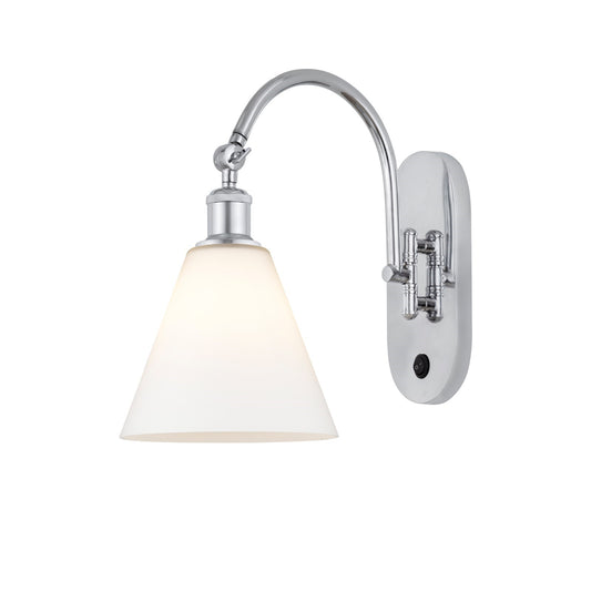 Innovations Berkshire Glass 8in 1-Light Wall Sconce | Industrial Polished Chrome and Matte White Glass | Hallway & Bathroom | Model 918-1W-PC-GBC-81