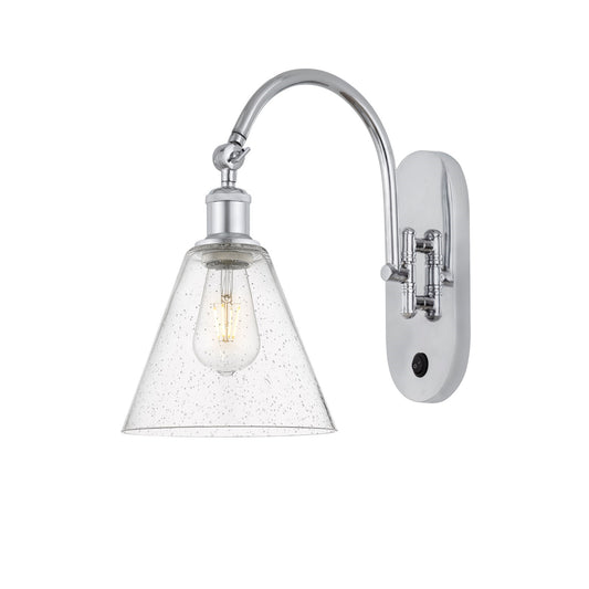 Innovations Berkshire Glass 8in 1-Light Wall Sconce | Industrial Polished Chrome and Seedy Glass | Hallway & Bathroom Accent | Model 918-1W-PC-GBC-84