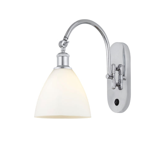 Innovations Bristol 7.5in 1-Light Wall Sconce | Industrial Polished Chrome and Matte White Glass | Bathroom & Hallway Accent | Model 918-1W-PC-GBD-751