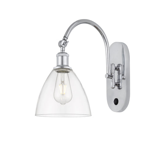 Innovations Bristol 7.5in 1-Light Wall Sconce | Industrial Polished Chrome and Clear Glass | Bathroom & Hallway Accent | Model 918-1W-PC-GBD-752