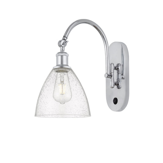 Innovations Bristol 7.5in 1-Light Wall Sconce | Industrial Polished Chrome and Seedy Glass | Bathroom & Hallway Accent | Model 918-1W-PC-GBD-754