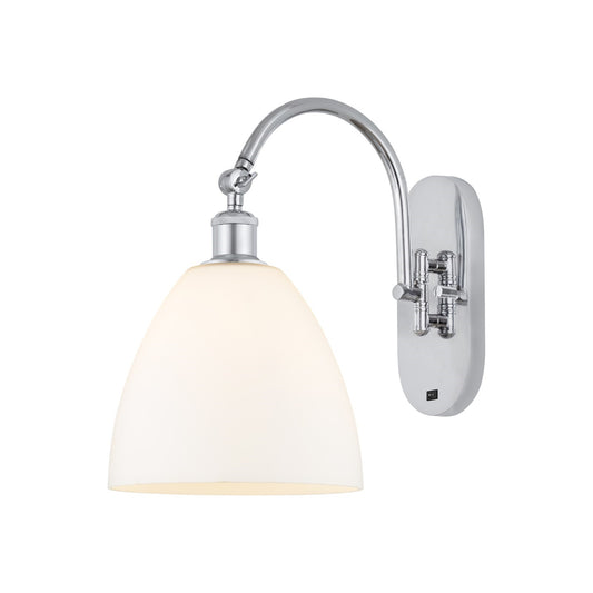 Innovations Bristol 9in 1-Light Wall Sconce | Industrial Polished Chrome and Matte White Glass | Bathroom & Hallway Accent | Model 918-1W-PC-GBD-91