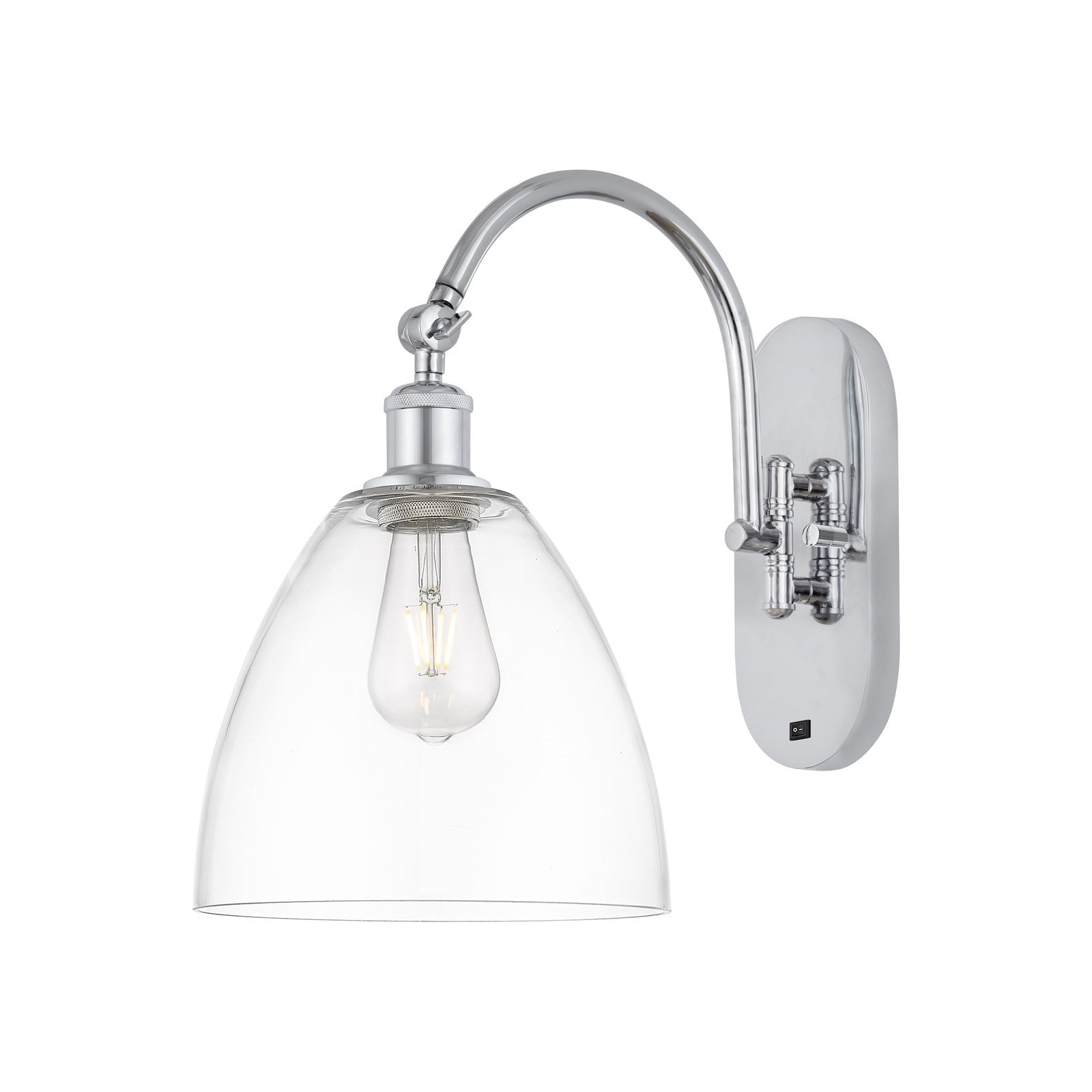 Innovations Bristol 9in 1-Light Wall Sconce | Industrial Polished Chrome and Clear Glass | Bedroom & Hallway Accent | Model 918-1W-PC-GBD-92
