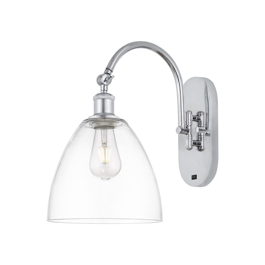 Innovations Bristol 9in 1-Light Wall Sconce | Industrial Polished Chrome and Clear Glass | Bedroom & Hallway Accent | Model 918-1W-PC-GBD-92