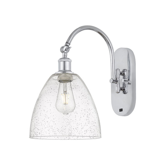 Innovations Bristol 9in 1-Light Wall Sconce | Industrial Polished Chrome and Seedy Glass | Bedroom & Hallway Accent | Model 918-1W-PC-GBD-94