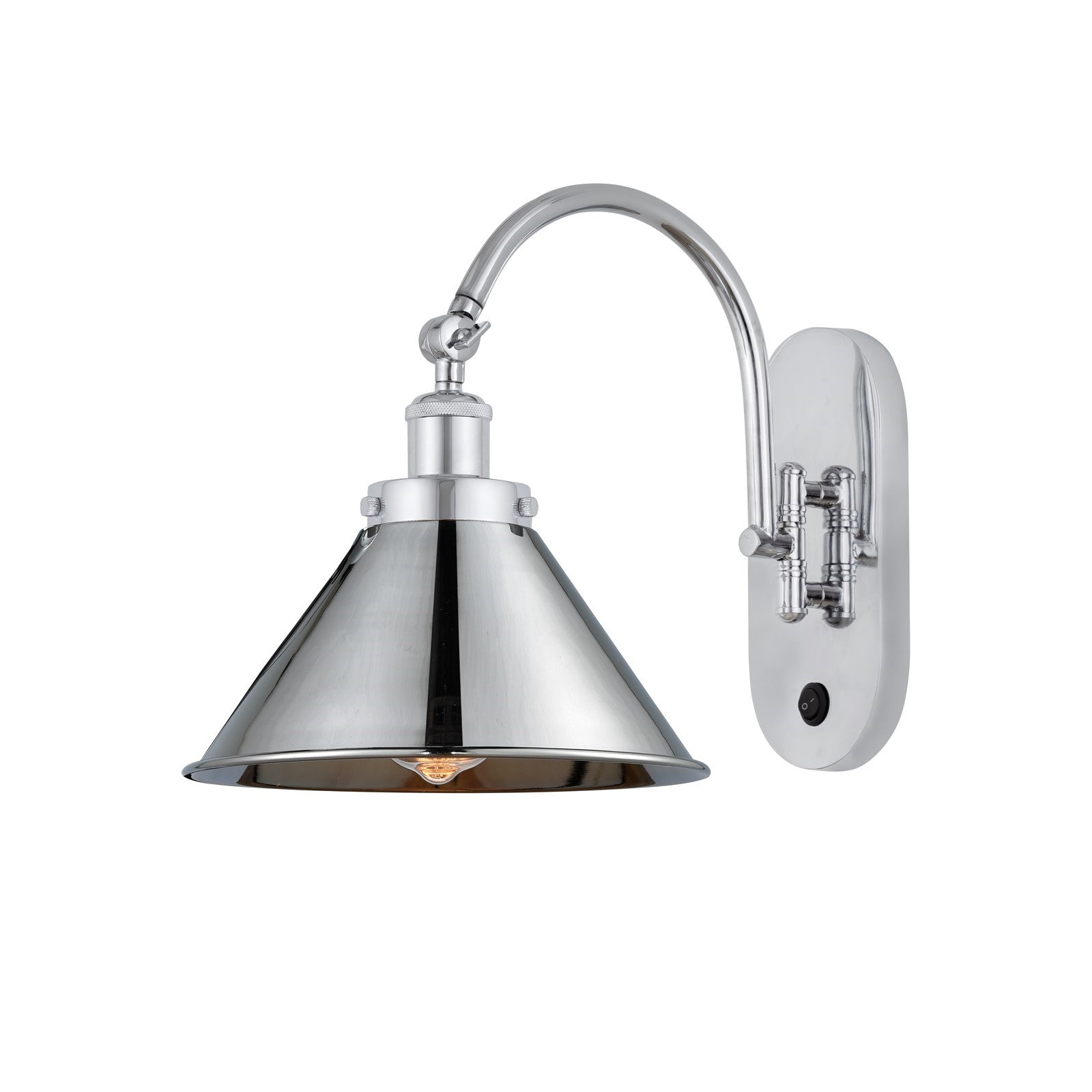 Innovations Briarcliff 10in 1-Light Swing Arm Lamp | Industrial Polished Chrome Metal Shade | Bedroom & Living Room Reading | Model 918-1W-PC-M10-PC-LED