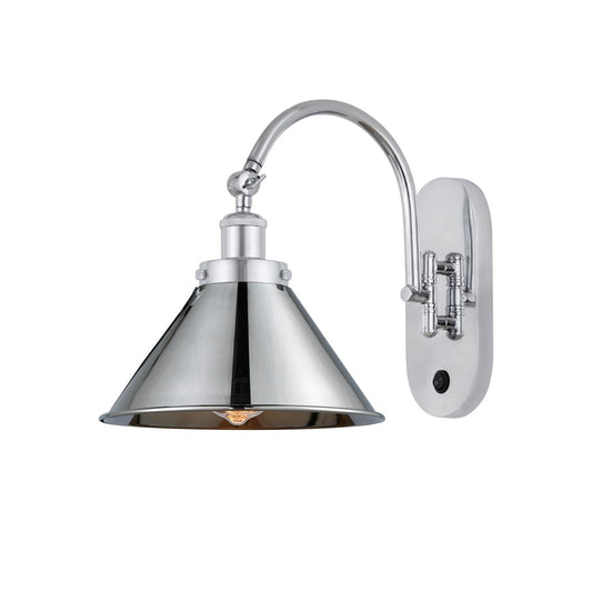 Innovations Briarcliff 10in 1-Light Swing Arm Lamp | Industrial Polished Chrome Metal Shade | Bedroom & Living Room Reading | Model 918-1W-PC-M10-PC-LED