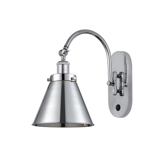 Innovations Appalachian 8in 1-Light Swing Arm Lamp | Traditional Industrial Polished Chrome Steel and Metal Shade | Bedroom & | Model 918-1W-PC-M13-PC-LED