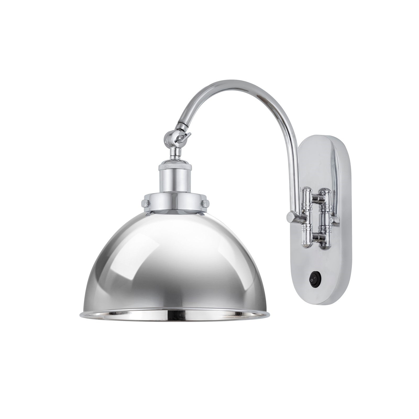 Innovations Ballston Urban 10in 1-Light Swing Arm Lamp | Industrial Polished Chrome Steel and Cast Brass with Polished | Model 918-1W-PC-MFD-10-PC-LED