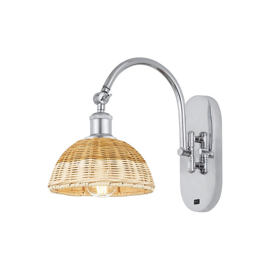 Innovations Bristol Natural II 7.5in 1-Light Wall Sconce | Industrial Polished Chrome Steel and Cast Brass with Natural | Model 918-1W-PC-NBD2-75-NAT