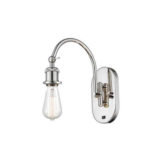 Innovations Halophane 4.5in 1-Light Swing Arm Wall Sconce | Industrial Polished Nickel Steel and Cast Brass | Bedroom & Living Room | Model 918-1W-PN
