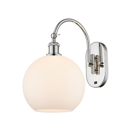 Innovations Athens 10in 1-Light Wall Sconce | Industrial Polished Nickel Steel and Matte White Glass | Bedroom & Hallway Accent | Model 918-1W-PN-G121-10