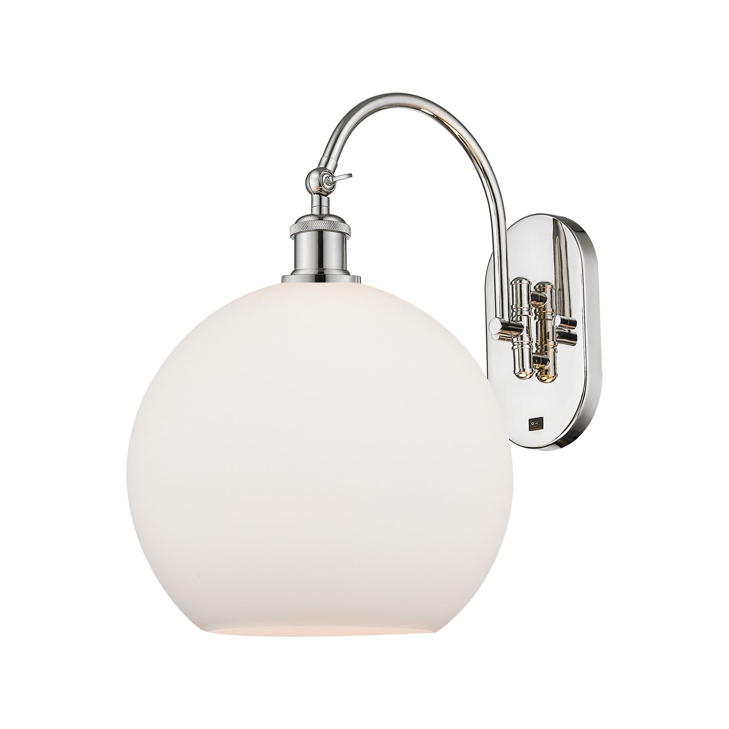 Innovations Athens 11.75in 1-Light Wall Sconce | Industrial Polished Nickel and Matte White Glass | Damp-Rated Hallway & | Model 918-1W-PN-G121-12