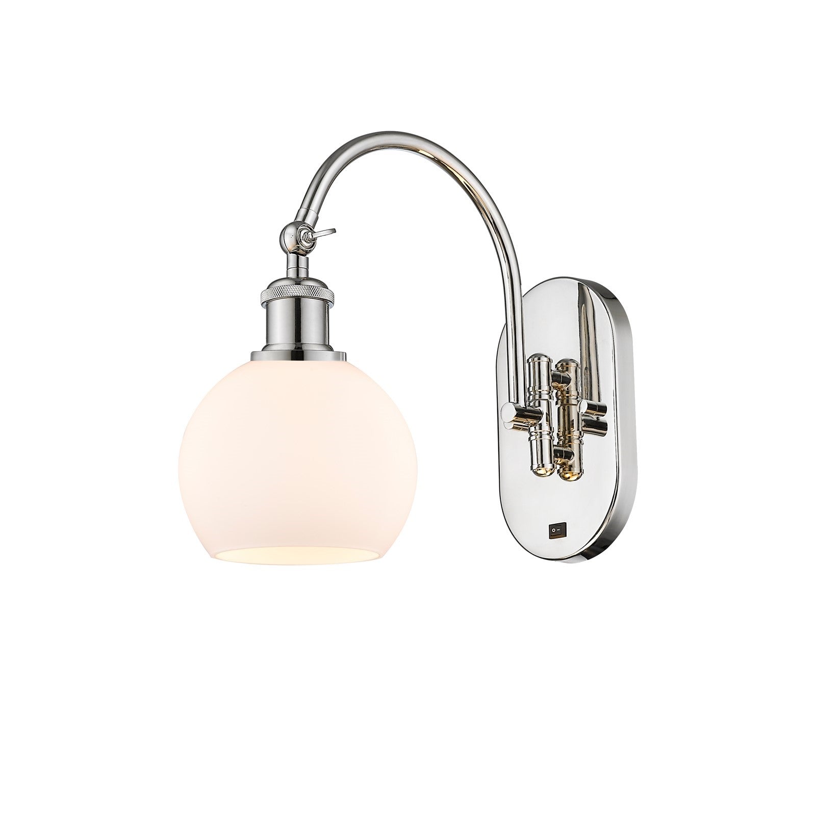Innovations Athens 6in 1-Light Wall Sconce | Industrial Polished Nickel and Matte White Glass | Hallway & Bathroom Accent | Model 918-1W-PN-G121-6