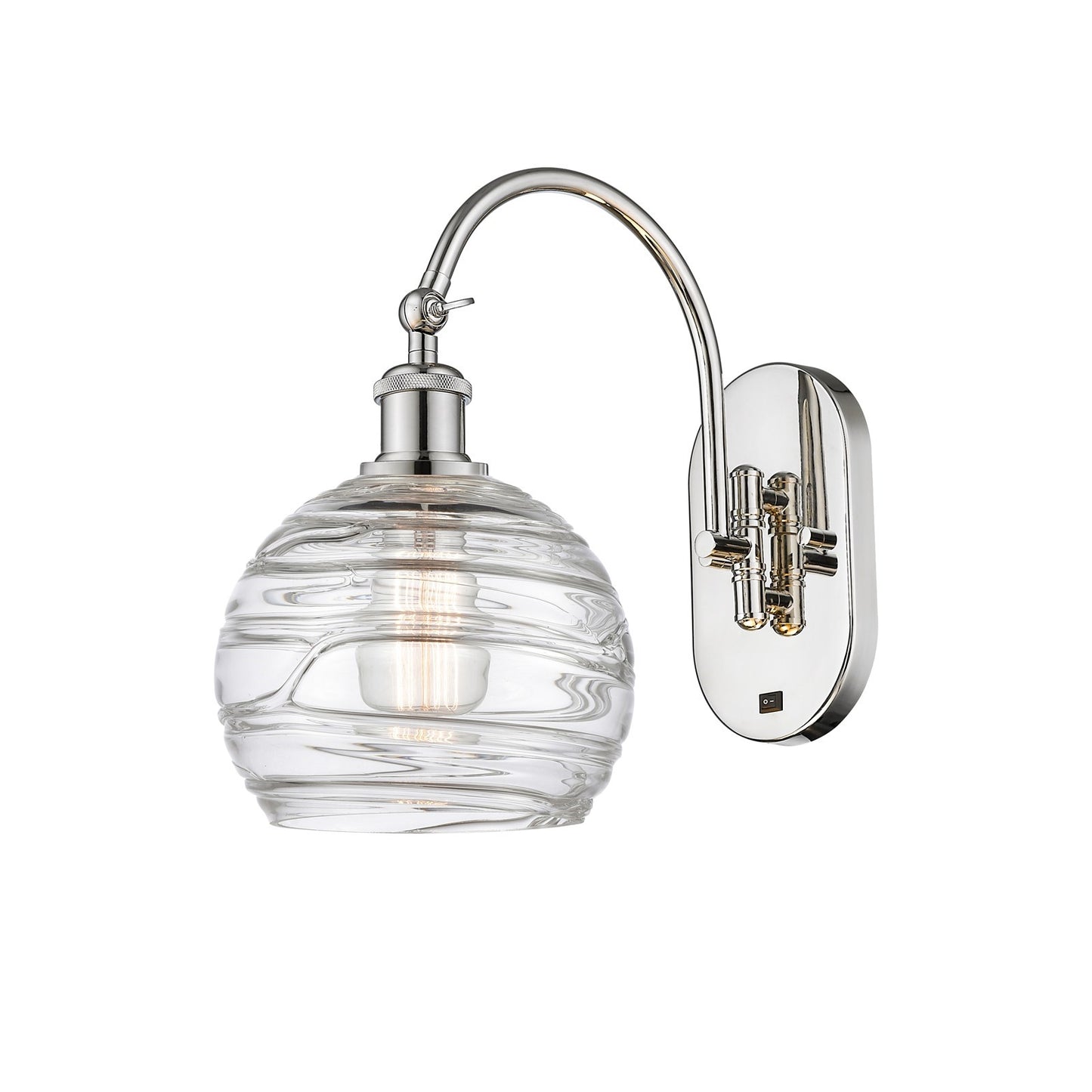 Innovations Athens Deco Swirl 8in 1-Light Wall Sconce | Industrial Polished Nickel and Clear Glass | Bedroom & Hallway Accent | Model 918-1W-PN-G1213-8CL