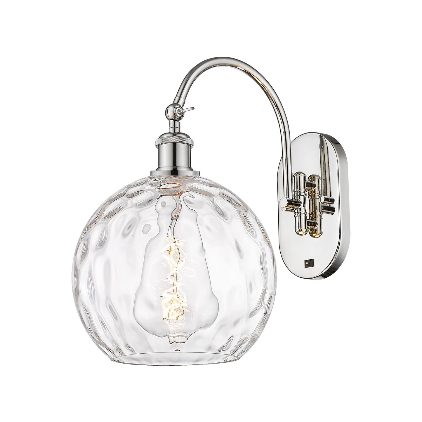 Innovations Athens Water Glass 10in 1-Light Wall Sconce | Industrial Polished Nickel and Clear Glass | Bedroom & Hallway Accent | Model 918-1W-PN-G1215-10