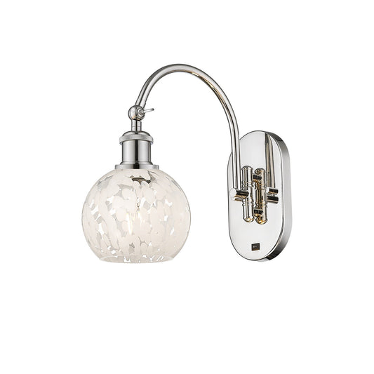 Innovations Lighting Ballston 6in 1-Light Wall Sconce | Industrial Polished Nickel and White Mouchette Glass | Bathroom & | Model 918-1W-PN-G1216-6WM