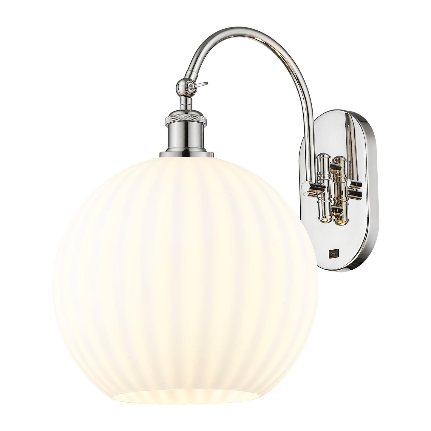 Innovations Lighting Ballston 12in 1-Light Wall Sconce | Industrial Polished Nickel and White Venetian Glass | Bathroom & | Model 918-1W-PN-G1217-12WV