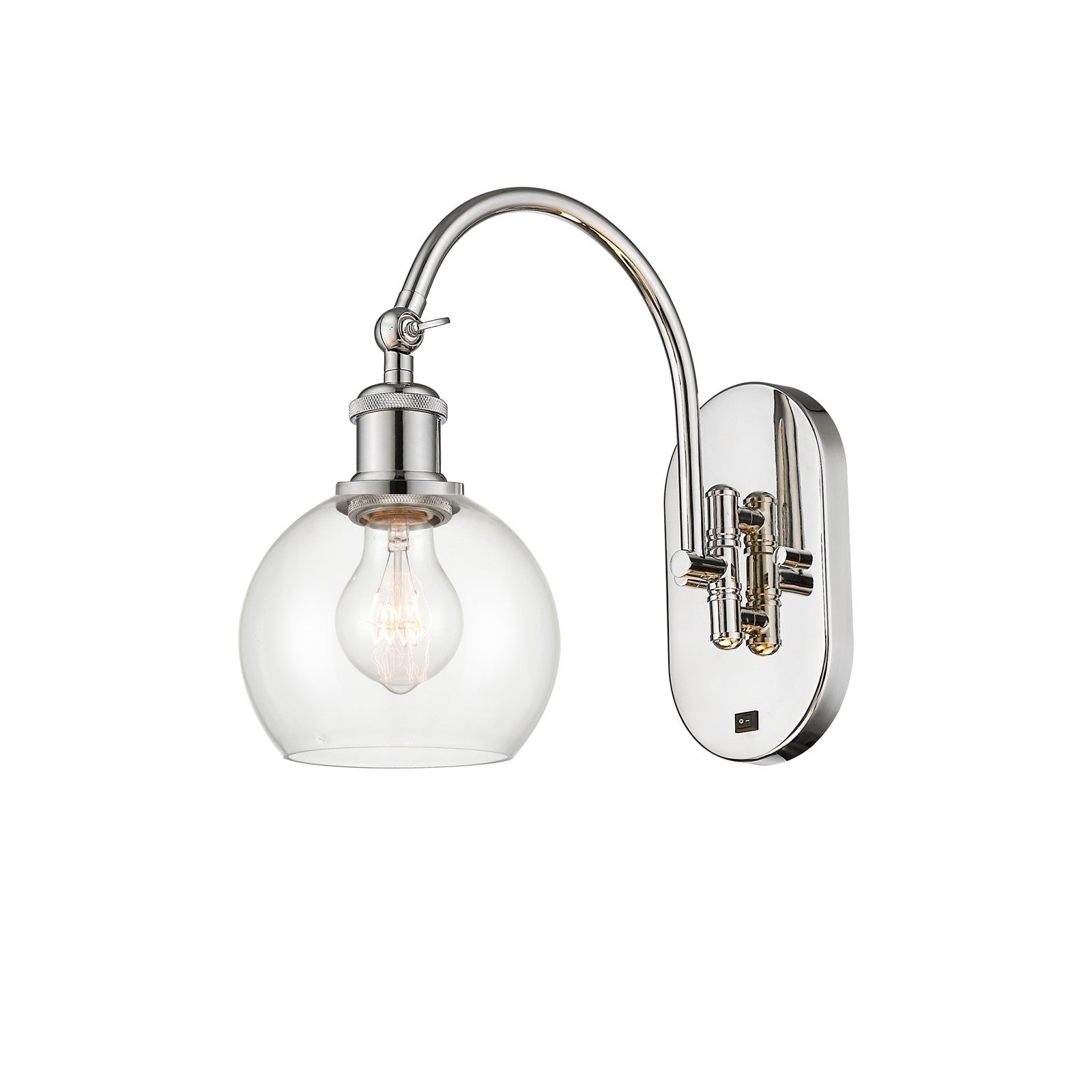 Innovations Athens 5.88in 1-Light Wall Sconce | Industrial Polished Nickel and Clear Glass | Bedroom & Hallway Accent | Model 918-1W-PN-G122-6