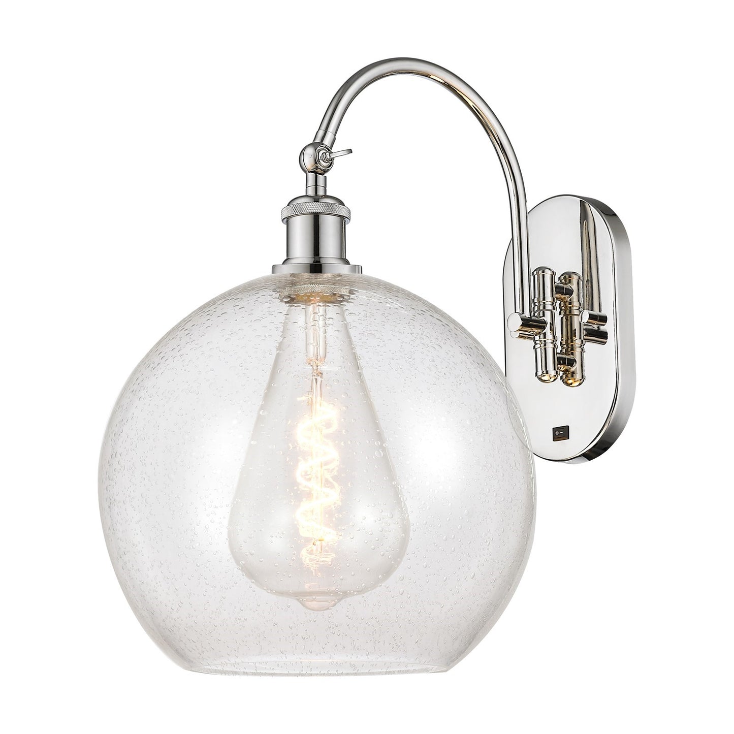 Innovations Athens 11.75in 1-Light Wall Sconce | Industrial Polished Nickel Steel and Seedy Glass | Hallway & Bathroom Accent | Model 918-1W-PN-G124-12