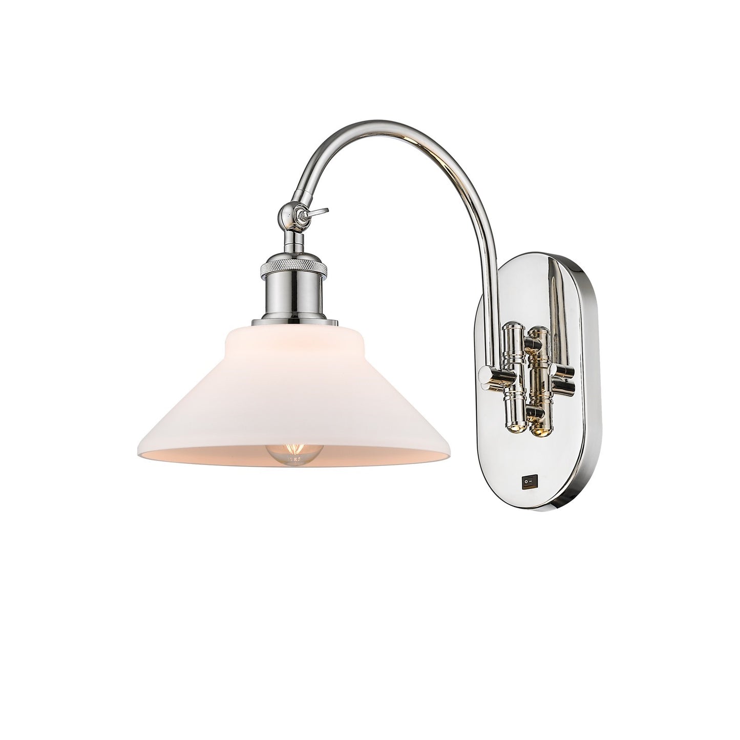 Innovations Orwell 8in 1-Light Wall Sconce | Industrial Polished Nickel and Matte White Glass | Bedroom & Hallway Accent | Model 918-1W-PN-G131