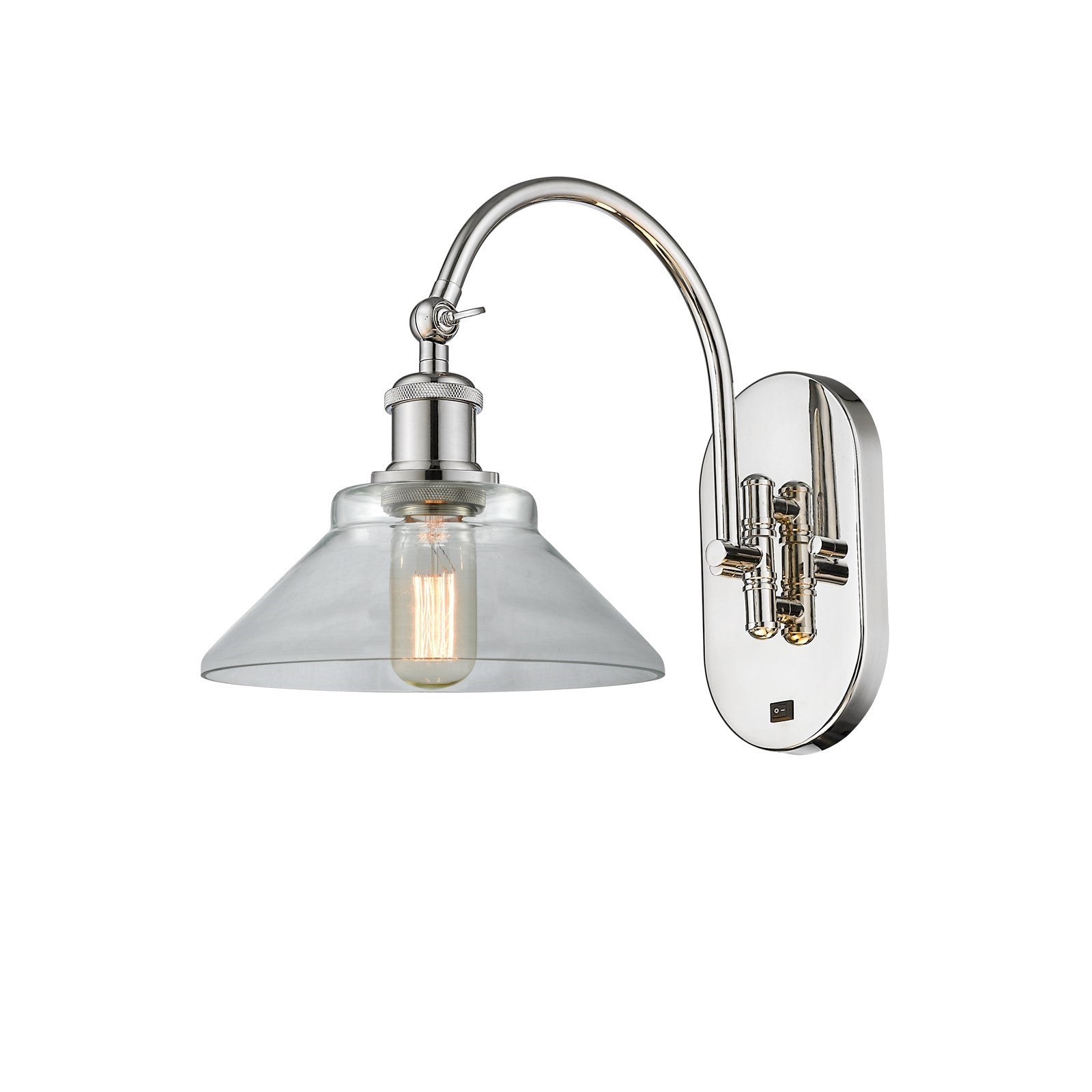 Innovations Orwell 8in 1-Light Wall Sconce | Industrial Polished Nickel and Clear Glass | Bedroom & Hallway Accent | Model 918-1W-PN-G132