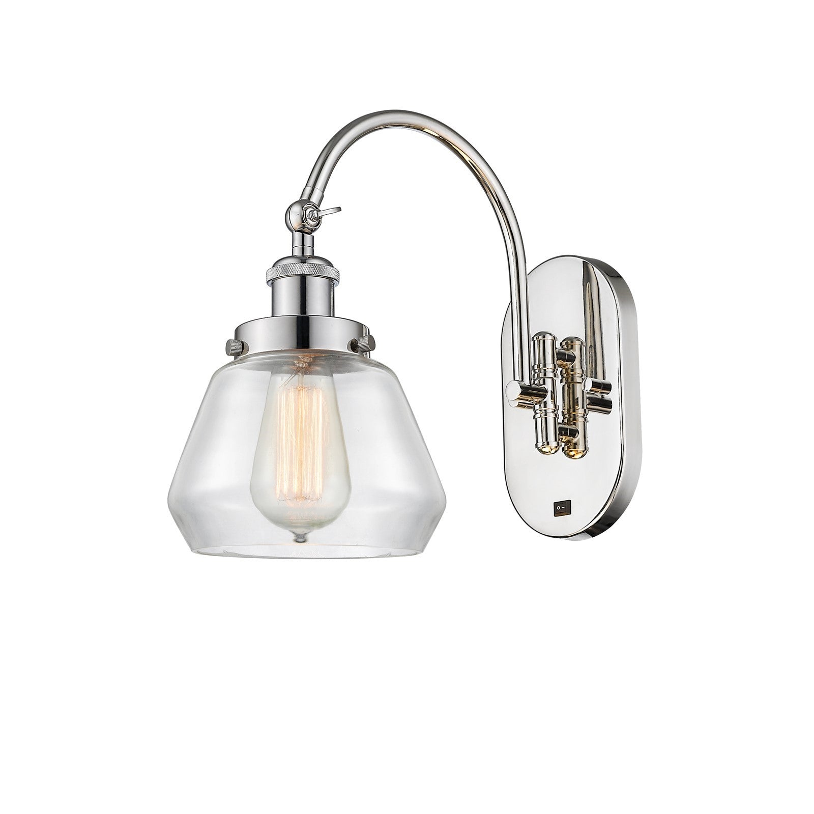 Innovations Fulton 7in 1-Light Swing Arm Wall Sconce | Industrial Polished Nickel Steel and Clear Glass | Bedroom & Living Room | Model 918-1W-PN-G172