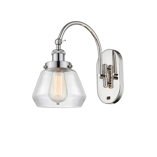 Innovations Fulton 7in 1-Light Swing Arm Wall Sconce | Industrial Polished Nickel Steel and Clear Glass | Bedroom & Living Room | Model 918-1W-PN-G172