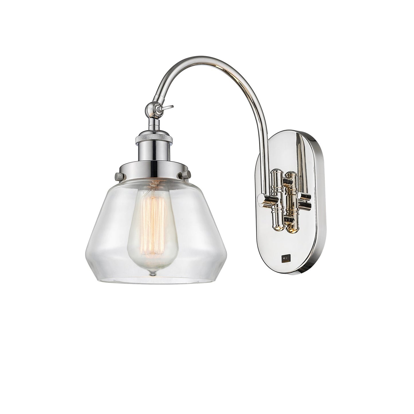 Innovations Fulton 7in 1-Light Swing Arm Wall Sconce | Industrial Polished Nickel Steel and Clear Glass | Bedroom & Living Room | Model 918-1W-PN-G172-LED