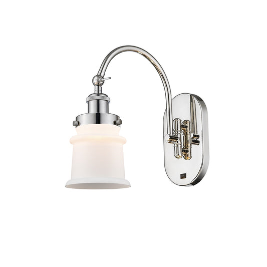 Innovations Canton 6.5in 1-Light Swing Arm Sconce | Industrial Polished Nickel and Matte White Small Frosted Glass | Bedroom & | Model 918-1W-PN-G181S