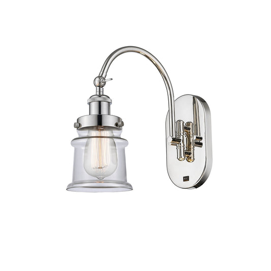 Innovations Canton 1-Light 6.5in Swing Arm Wall Sconce | Industrial Polished Nickel and Clear Glass | Bedroom & Living Room | Model 918-1W-PN-G182S-LED