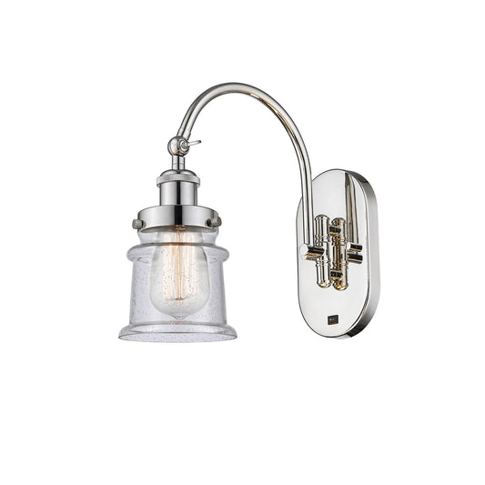Innovations Canton 1-Light 6.5in Swing Arm Wall Sconce | Industrial Polished Nickel Steel and Seedy Small Glass Shade | Bedroom & | Model 918-1W-PN-G184S