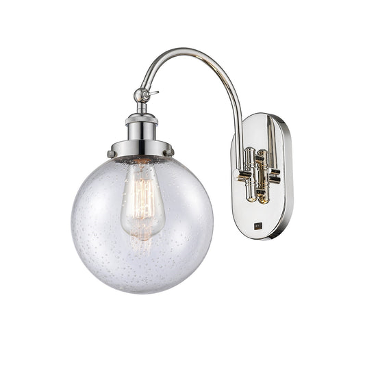 Innovations Beacon 8in 1-Light Swing Arm Lamp | Industrial Polished Nickel Steel and Seedy Glass | Bedroom & Living Room Reading | Model 918-1W-PN-G204-8